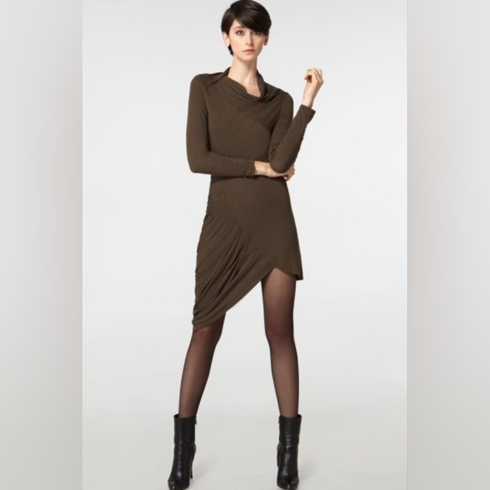 Alice + Olivia “Clarissa” Dress Asymmetrical Draped Hem Size Large